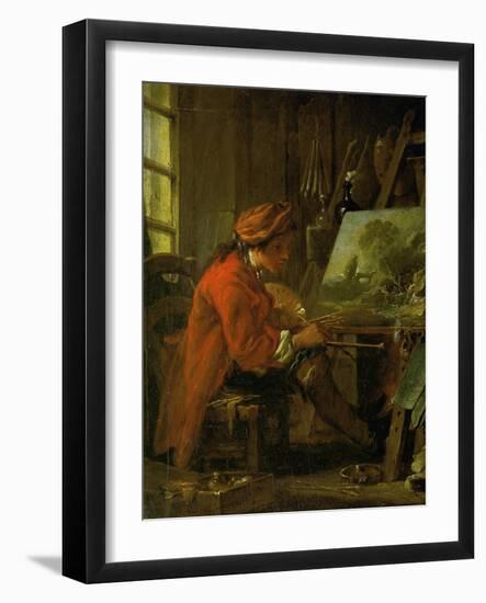 Francois Boucher, Self-Portrait, the Painter in His Studio-Francois Boucher-Framed Giclee Print