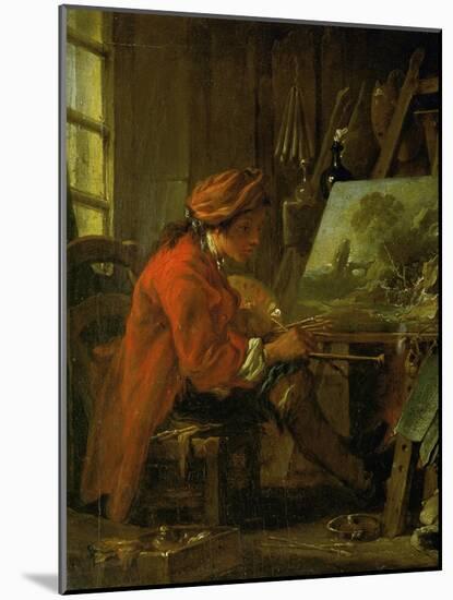 Francois Boucher, Self-Portrait, the Painter in His Studio-Francois Boucher-Mounted Giclee Print