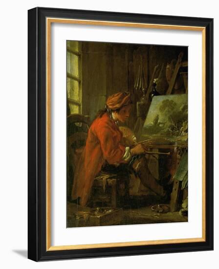 Francois Boucher, Self-Portrait, the Painter in His Studio-Francois Boucher-Framed Giclee Print