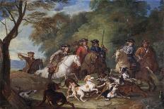 Wolf Attacked by Hounds, Wolf Hunting, Oil Sketch, C.1720-23-François Desportes-Giclee Print