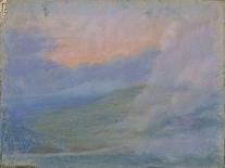 Paysage de montagne avec cascade au soleil couchant-François Garas-Giclee Print