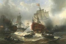 A Naval Engagement-Francois Musin-Framed Premier Image Canvas