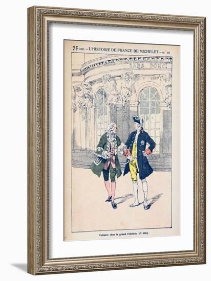 Francois Voltaire with King Frederick II of Prussia at Sanssouci Near Potsdam-Louis Bombled-Framed Giclee Print