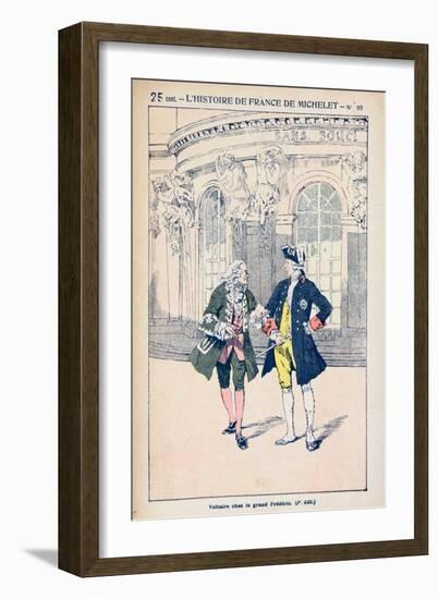 Francois Voltaire with King Frederick II of Prussia at Sanssouci Near Potsdam-Louis Bombled-Framed Giclee Print