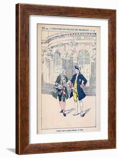 Francois Voltaire with King Frederick II of Prussia at Sanssouci Near Potsdam-Louis Bombled-Framed Giclee Print