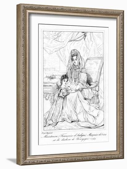 Françoise D'Aubigné, and the Duchess of Bourgogne-Pierre Mignard-Framed Giclee Print