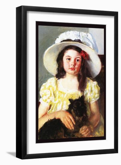 Francoise with a Black Dog-Mary Cassatt-Framed Art Print