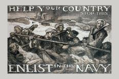 Help Your Country Stop This. Enlist in the Navy-Frank Brangwyn-Framed Art Print