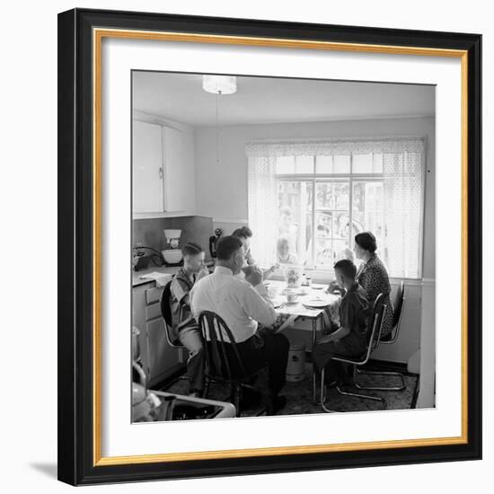 Frank Engel and Family, Ohio's Most Typical Farm Family Winners on Exhibit at Ohio State Fair, 1941-Alfred Eisenstaedt-Framed Photographic Print