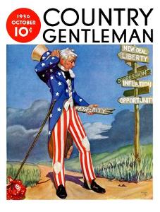 "Uncle Sam at the Crossroads," Country Gentleman Cover, October 1, 1936 by Frank Lea