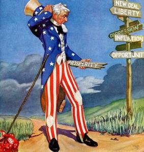 "Uncle Sam at the Crossroads,"October 1, 1936 by Frank Lea