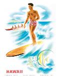 Matson Lines to Hawaii, Surfer and Outrigger, c.1940s-Frank MacIntosh-Mounted Art Print