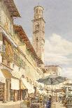 The Piazza Delle Erbe, Verona, June - September 1884 (Watercolour over Graphite on Wove Paper)-Frank Randal-Framed Giclee Print