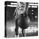 Basketball Held by Player Wilt Chamberlain, 1956-Frank Scherschel-Framed Photographic Print