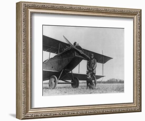 Frank Stanton with Dog and Cat on Airplane Photograph-Lantern Press-Framed Art Print