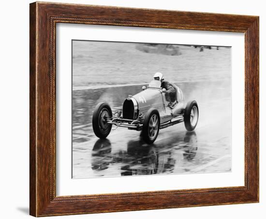 Frank Wall Driving a Bugatti Type 35B, 1926-null-Framed Photographic Print