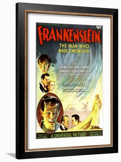 Frankenstein, Dwight Frye, John Boles, Mae Clarke, Boris Karloff, Edward Van Sloan, 1931--Framed Art Print