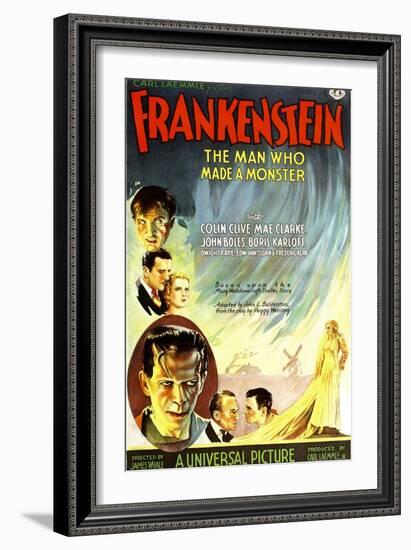 Frankenstein, Dwight Frye, John Boles, Mae Clarke, Boris Karloff, Edward Van Sloan, 1931--Framed Art Print