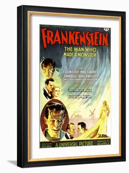 Frankenstein, Dwight Frye, John Boles, Mae Clarke, Boris Karloff, Edward Van Sloan, 1931--Framed Art Print