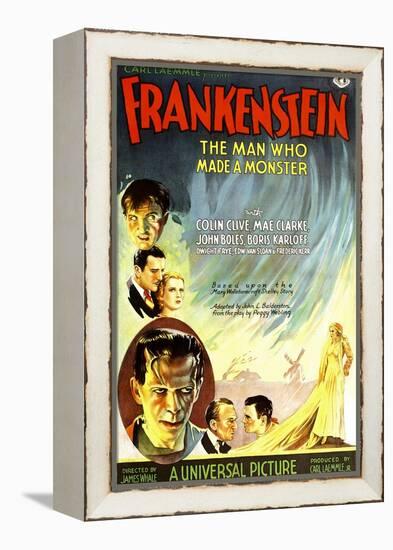 Frankenstein, Dwight Frye, John Boles, Mae Clarke, Boris Karloff, Edward Van Sloan, 1931-null-Framed Stretched Canvas