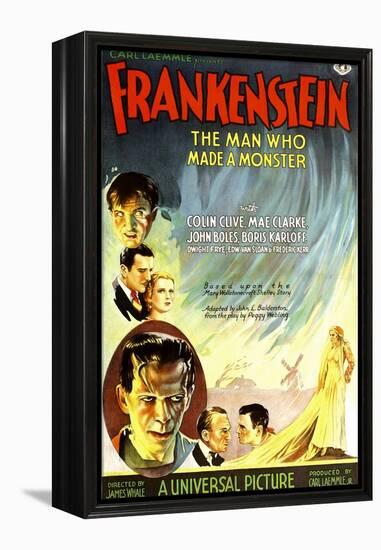 Frankenstein, Dwight Frye, John Boles, Mae Clarke, Boris Karloff, Edward Van Sloan, 1931-null-Framed Stretched Canvas