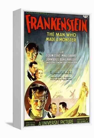 Frankenstein, Dwight Frye, John Boles, Mae Clarke, Boris Karloff, Edward Van Sloan, 1931-null-Framed Stretched Canvas