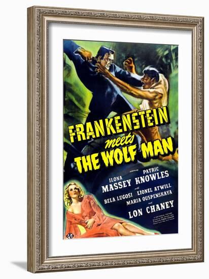 Frankenstein Meets the Wolf Man, 1943-null-Framed Art Print