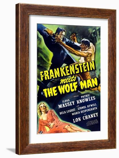 Frankenstein Meets the Wolf Man, 1943-null-Framed Art Print