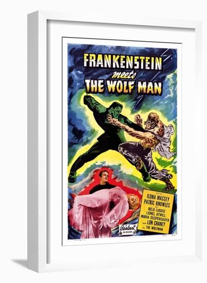 Frankenstein Meets the Wolf Man, 1943-null-Framed Art Print