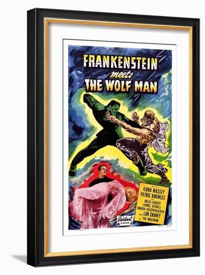 Frankenstein Meets the Wolf Man, 1943-null-Framed Art Print