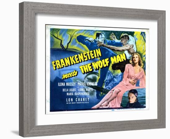 Frankenstein Meets the Wolf Man, Ilona Massey, Maria Ouspenskaya, 1943-null-Framed Art Print