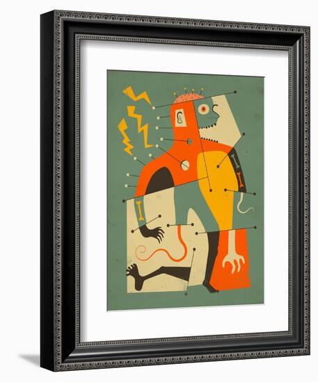 Frankenstein’s Monster-Jazzberry Blue-Framed Art Print