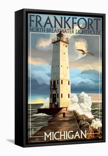 Frankfort Lighthouse, Michigan-Lantern Press-Framed Stretched Canvas