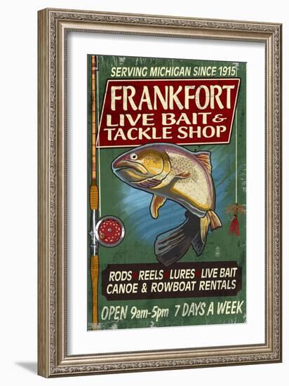 Frankfort, Michigan - Trout Tackle Shop-Lantern Press-Framed Art Print