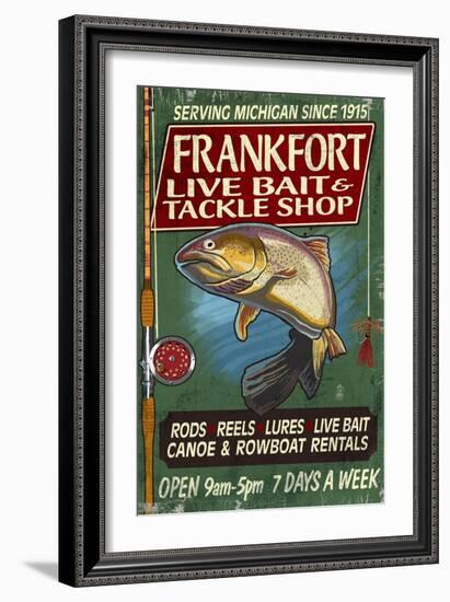 Frankfort, Michigan - Trout Tackle Shop-Lantern Press-Framed Art Print