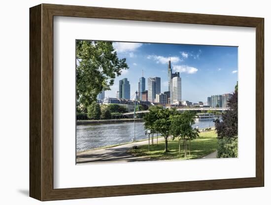 Frankfurt Am Main, Hesse, Germany, Financial District with Bank Promenade in Summer-Bernd Wittelsbach-Framed Photographic Print