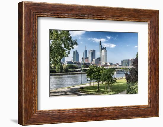 Frankfurt Am Main, Hesse, Germany, Financial District with Bank Promenade in Summer-Bernd Wittelsbach-Framed Photographic Print