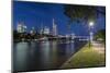 Frankfurt Am Main, Hesse, Germany, Holbeinsteg in Front of the Skyline of Frankfurt in the Dusk-Bernd Wittelsbach-Mounted Photographic Print