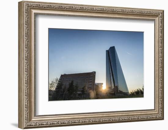 Frankfurt Am Main, Hesse, Germany, New Building of the European Central Bank with Sunrise-Bernd Wittelsbach-Framed Photographic Print