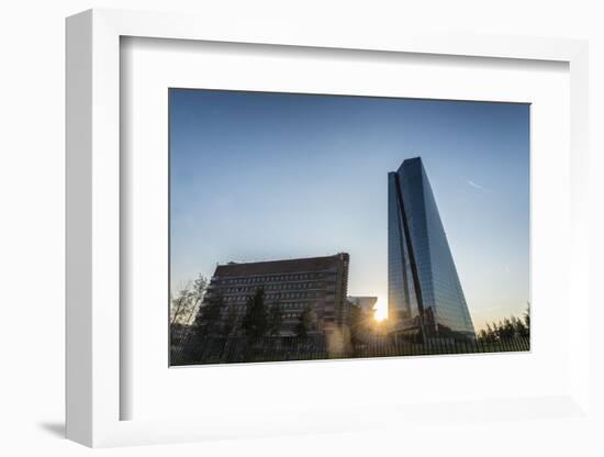 Frankfurt Am Main, Hesse, Germany, New Building of the European Central Bank with Sunrise-Bernd Wittelsbach-Framed Photographic Print