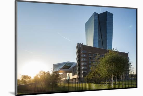 Frankfurt Am Main, Hesse, Germany, New Building of the European Central Bank with Sunrise-Bernd Wittelsbach-Mounted Photographic Print