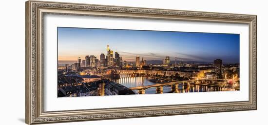 Frankfurt, Hesse, Germany, Frankfurt Skyline Financial District at Dusk-Bernd Wittelsbach-Framed Photographic Print