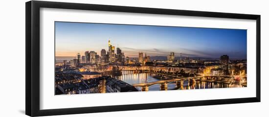 Frankfurt, Hesse, Germany, Frankfurt Skyline Financial District at Dusk-Bernd Wittelsbach-Framed Photographic Print