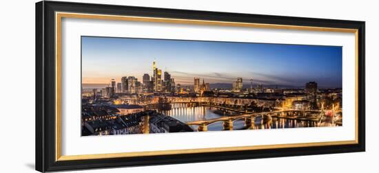 Frankfurt, Hesse, Germany, Frankfurt Skyline Financial District at Dusk-Bernd Wittelsbach-Framed Photographic Print