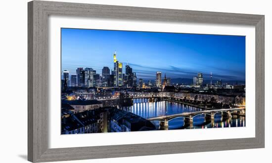 Frankfurt, Hesse, Germany, Frankfurt Skyline Financial District at Dusk-Bernd Wittelsbach-Framed Photographic Print