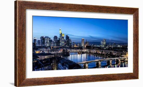 Frankfurt, Hesse, Germany, Frankfurt Skyline Financial District at Dusk-Bernd Wittelsbach-Framed Photographic Print