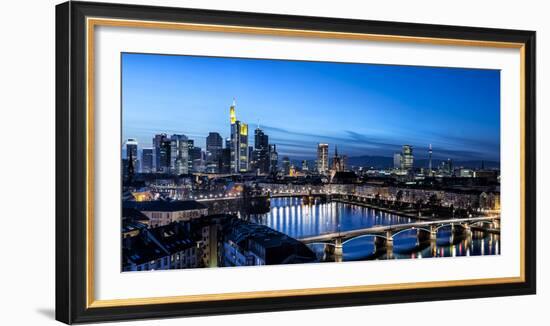 Frankfurt, Hesse, Germany, Frankfurt Skyline Financial District at Dusk-Bernd Wittelsbach-Framed Photographic Print