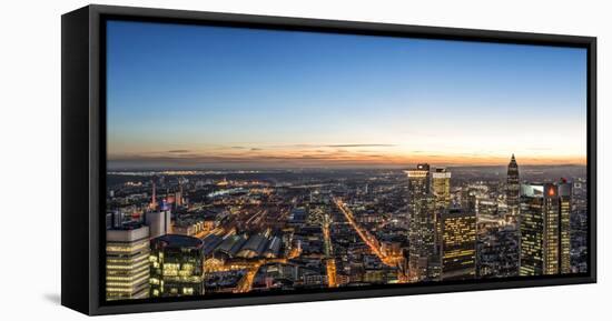 Frankfurt, Hesse, Germany, Frankfurt Skyline with View at the Taunus at Dusk-Bernd Wittelsbach-Framed Premier Image Canvas