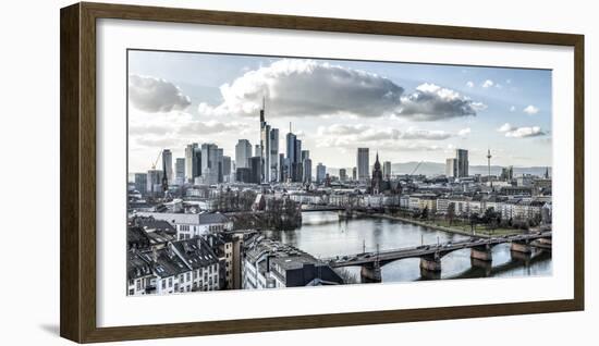 Frankfurt, Hesse, Germany, Panorama of the Frankfurt Skyline-Bernd Wittelsbach-Framed Photographic Print