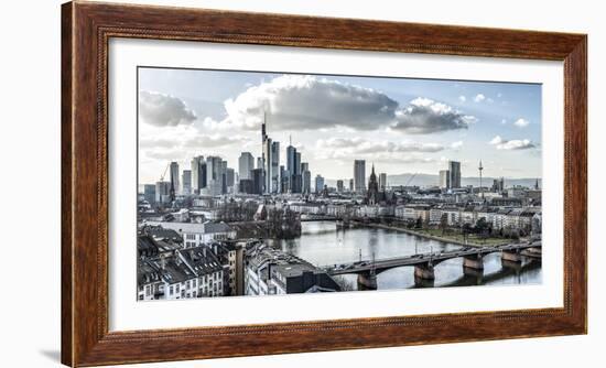Frankfurt, Hesse, Germany, Panorama of the Frankfurt Skyline-Bernd Wittelsbach-Framed Photographic Print